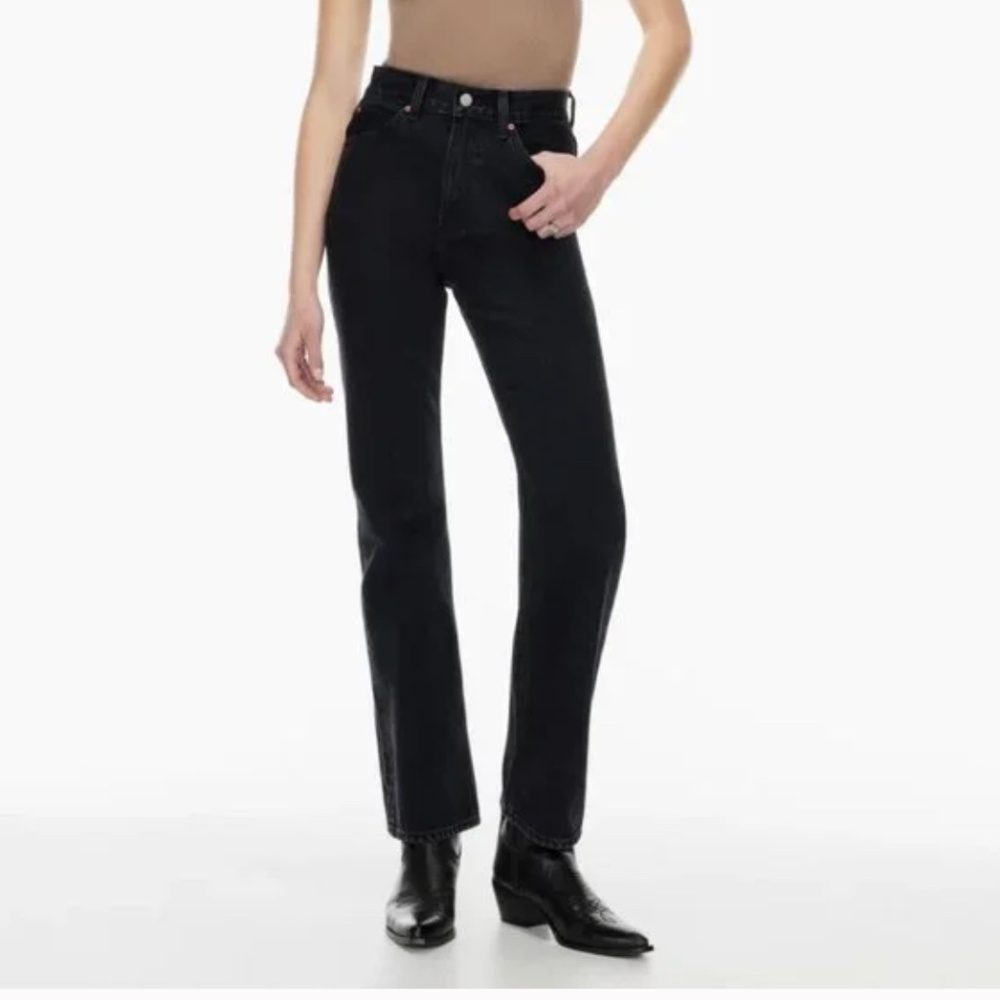 Aritzia Denim Forum The Jane ‘70s Super High Rise Boot 30L Black Jeans Sz 27